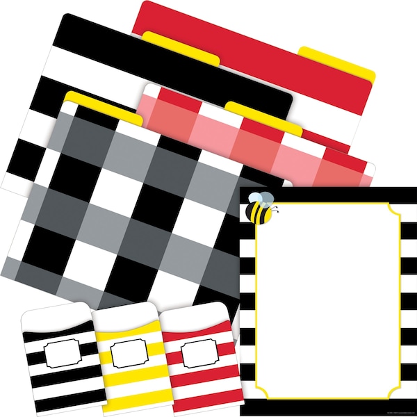 Barker Creek Buffalo Plaid & Wide Stripes On-Trend Organizer Set, Multi-Design Set, 92/Set 4098 - main